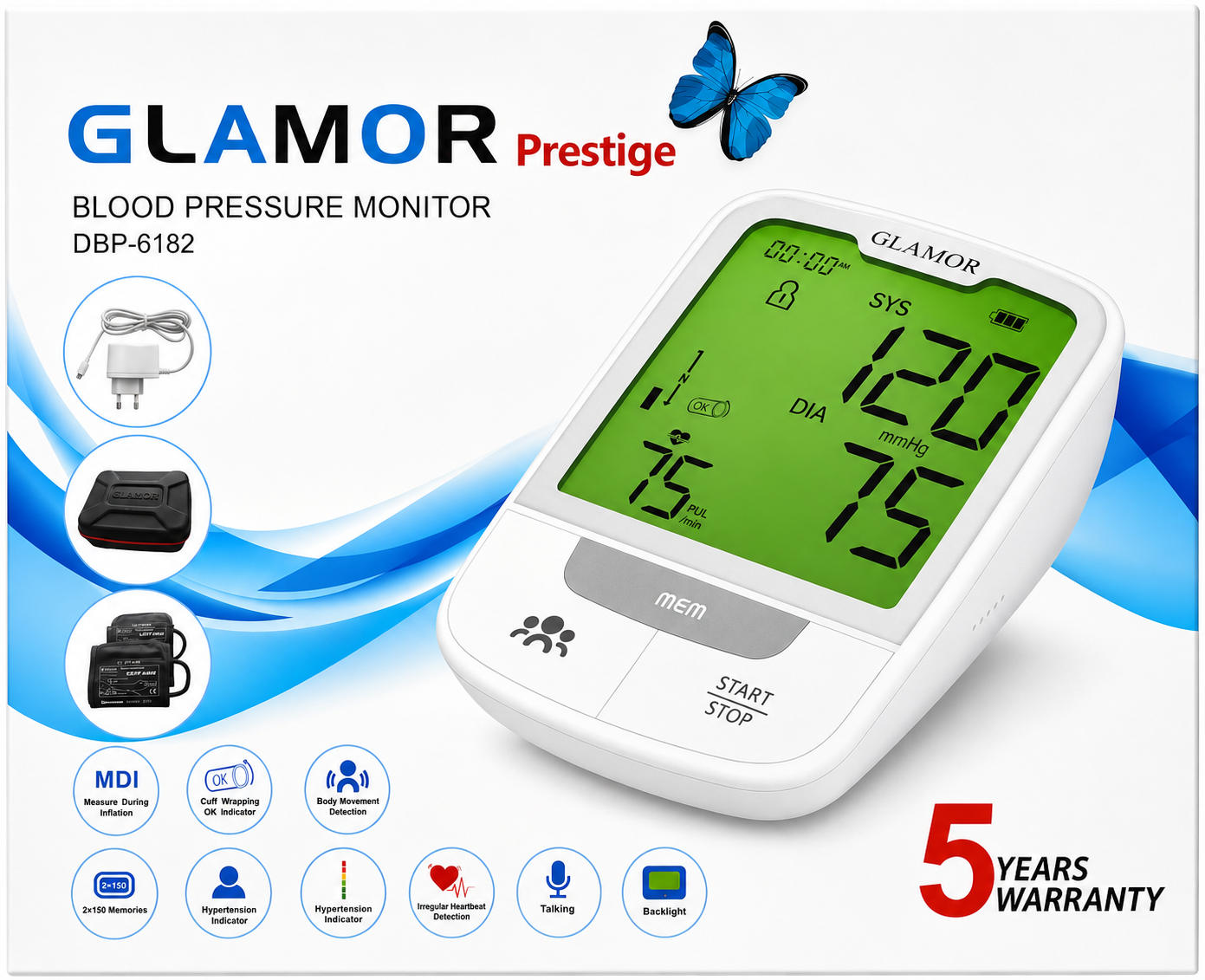 فشارسنج بازویی دیجیتال گلامور مدل DBP-6182